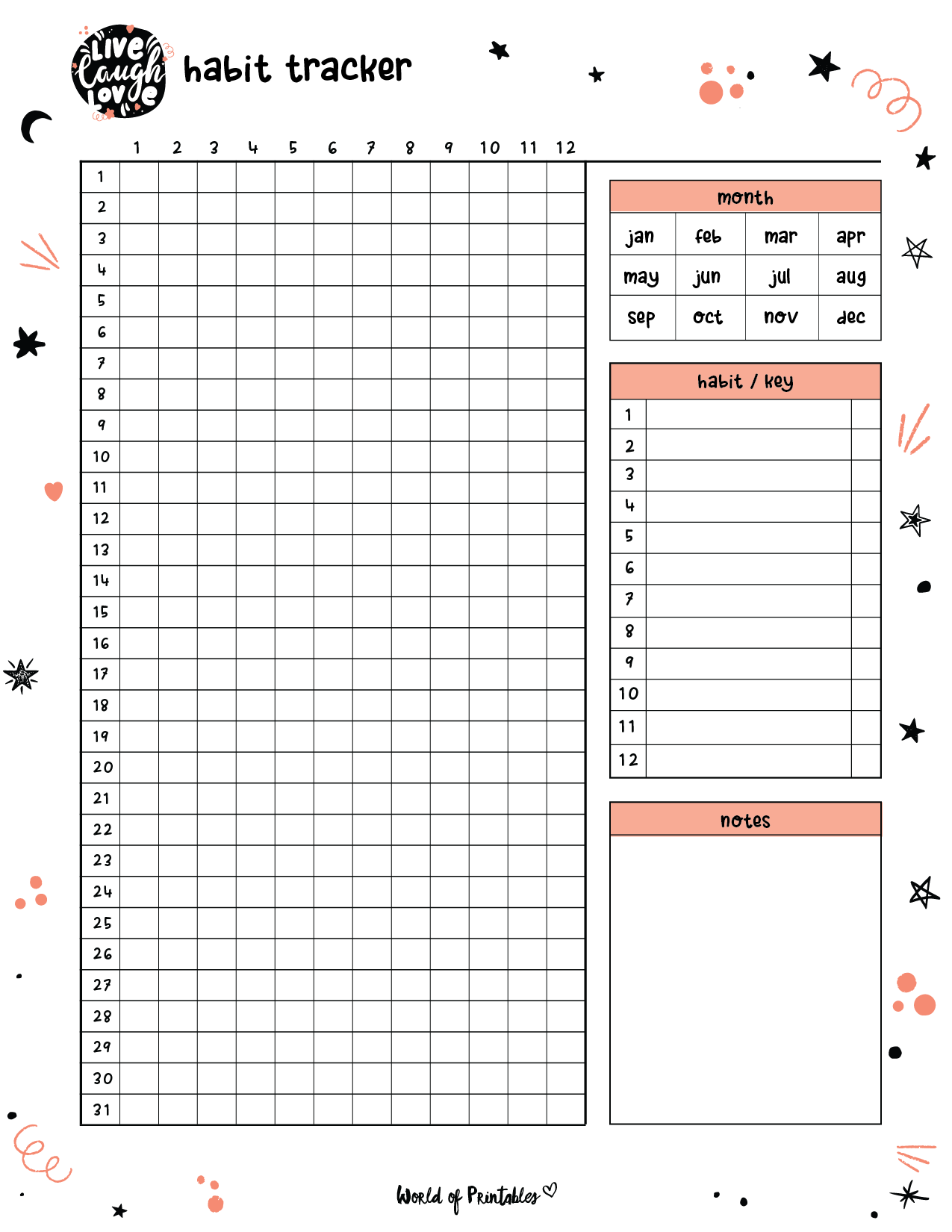 habit tracker templates - world of printables